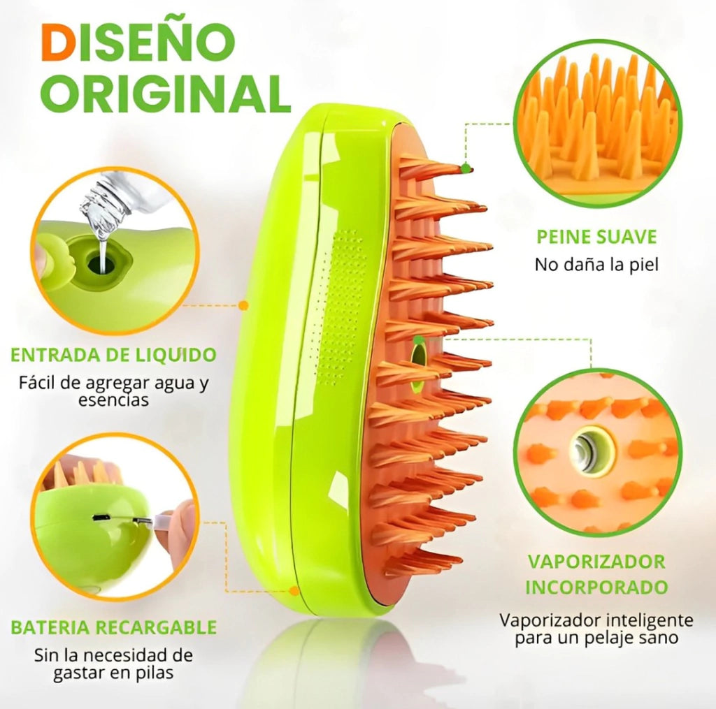 Cepillo Vapor Anti-Nudos para Perros y Gatos